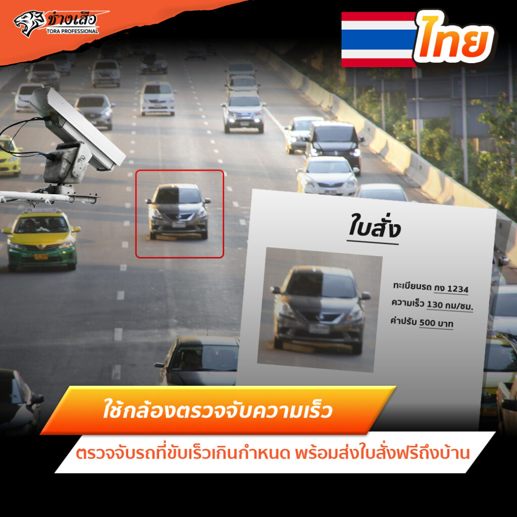 ประเทศไทย ใช้กล้องวงจรปิดคู่กับกล้องตรวจจับความเร็ว ถ่ายรูปรถพร้อมส่งใบสั่งฟรีถึงบ้าน